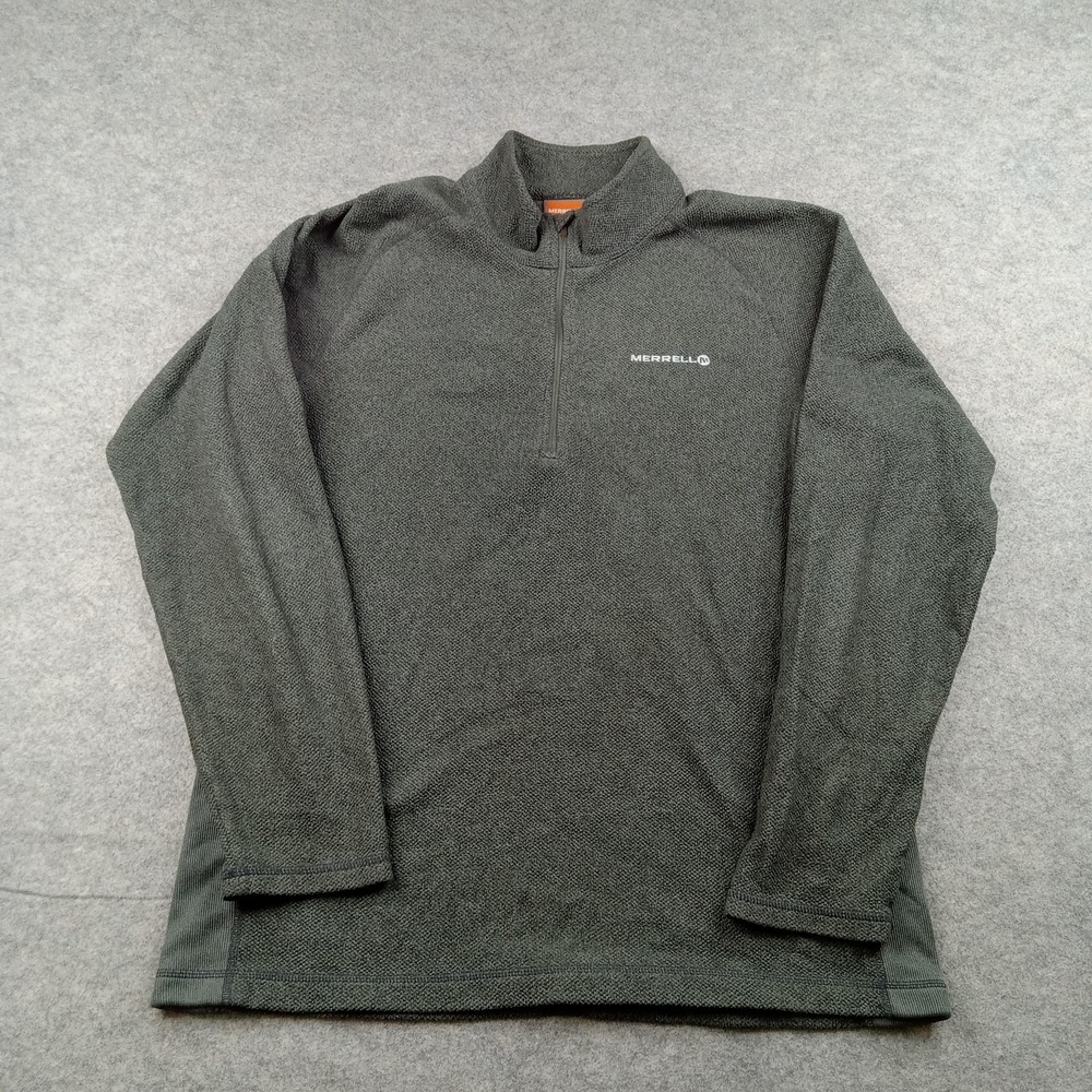 Merrell Pullover Mens Medium Gray 1/4‎ Zip Long Sleeve Fleece Hiking Top